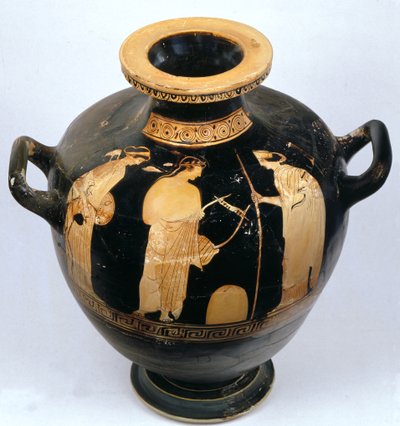 Hydria a figure rosse attica con Artemide, Apollo e Leto, 460-450 a.C. da Villa Giulia Painter attr. to Villa Giulia Painter attr. to